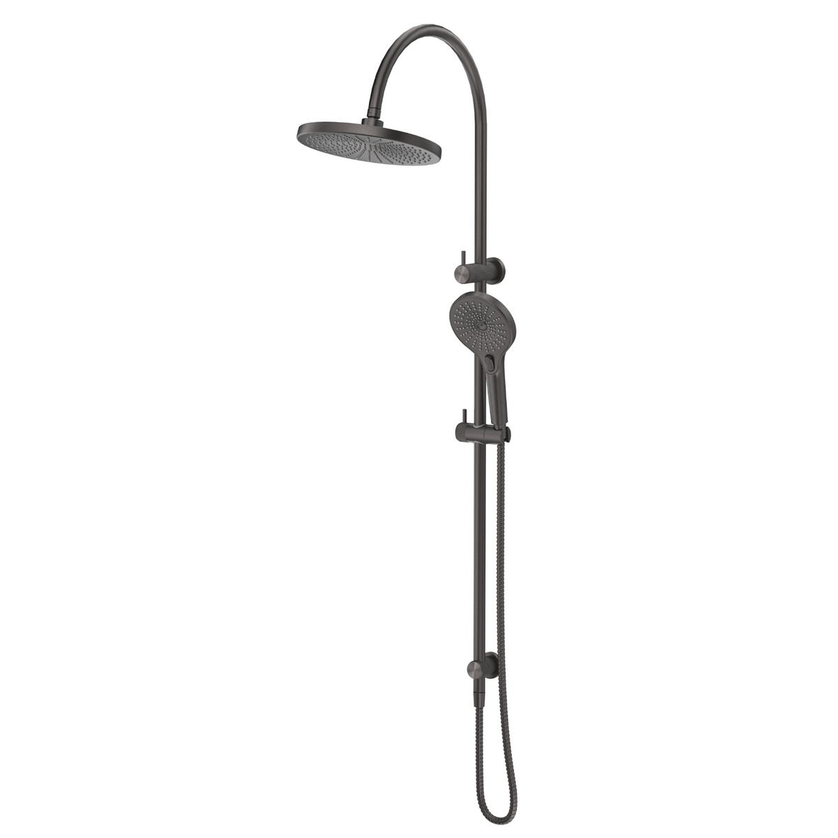 Mica Fluted Gooseneck Dual Shower Rail