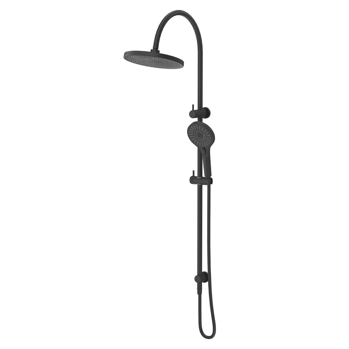 Mica Fluted Gooseneck Dual Shower Rail