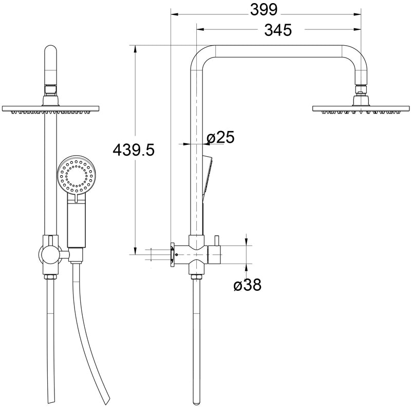 Mica Half-Rail Shower (Chrome)- Clearance