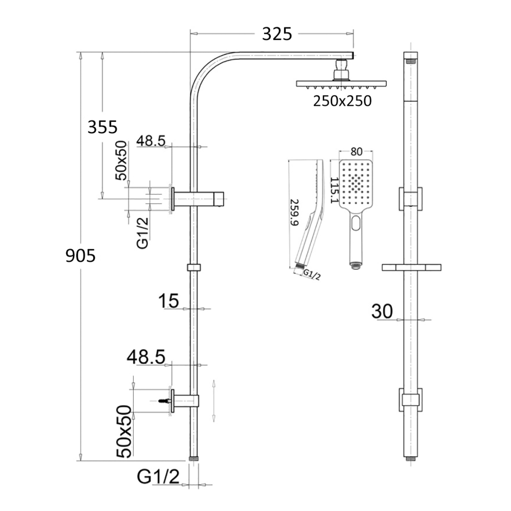 Cresta Dual Shower Rail (Chrome)- Clearance