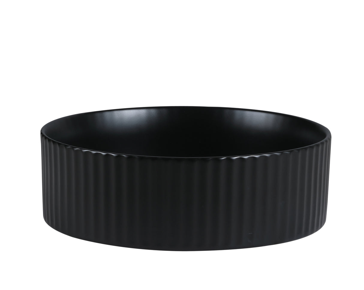 CORA 36 Above Counter Fluted Matt Black Circle Basin