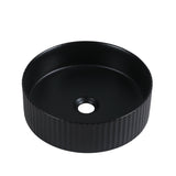 CORA 36 Above Counter Fluted Matt Black Circle Basin