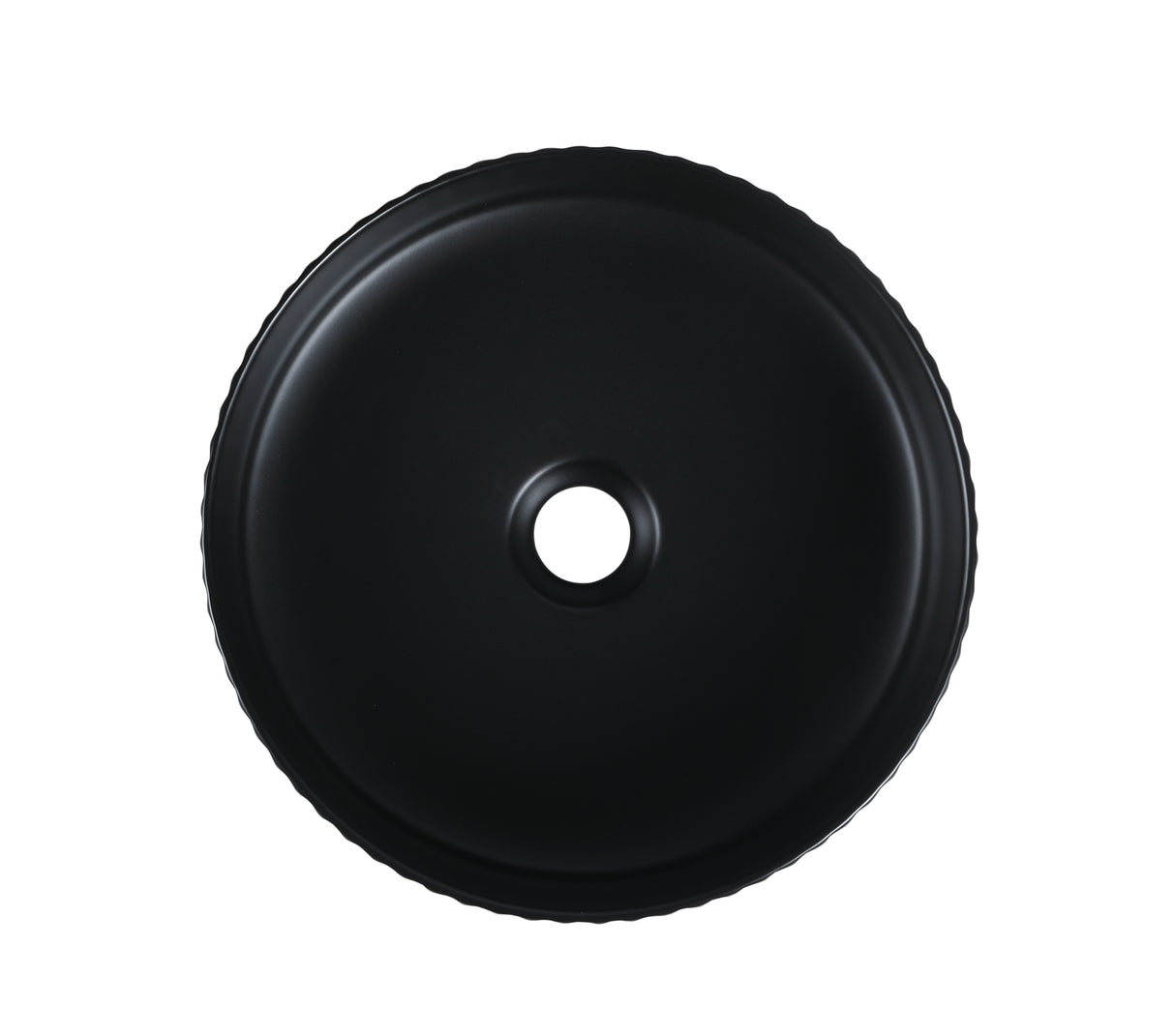 CORA 36 Above Counter Fluted Matt Black Circle Basin
