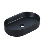 CORA 58 Above Counter Fluted Basin Matte Black (Oval: 580x360x115)