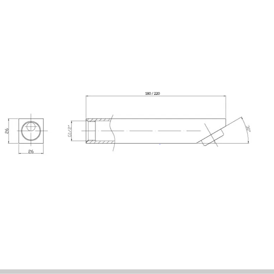 Deko Straight - 180mm - Bath Spout