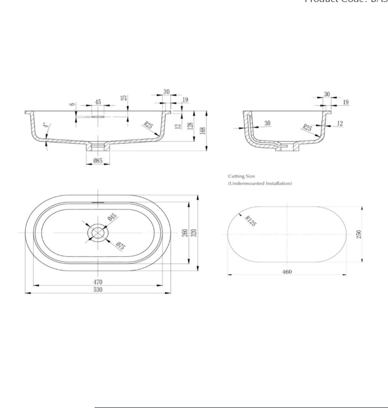 Doros - Undermount - 530 x 320 x 168mm