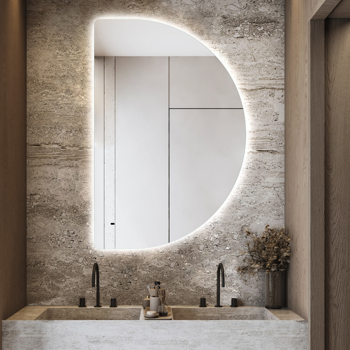 DUNE Backlit LED Half Moon Frameless Mirror 1500/1200/1000mm