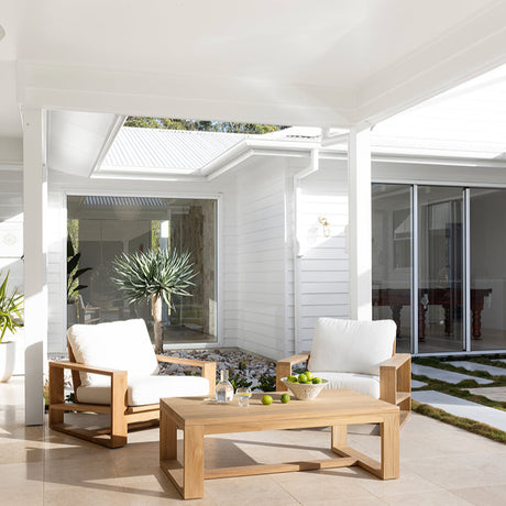Duo Island Outdoor Teak Coffee Table – High - 0.40m