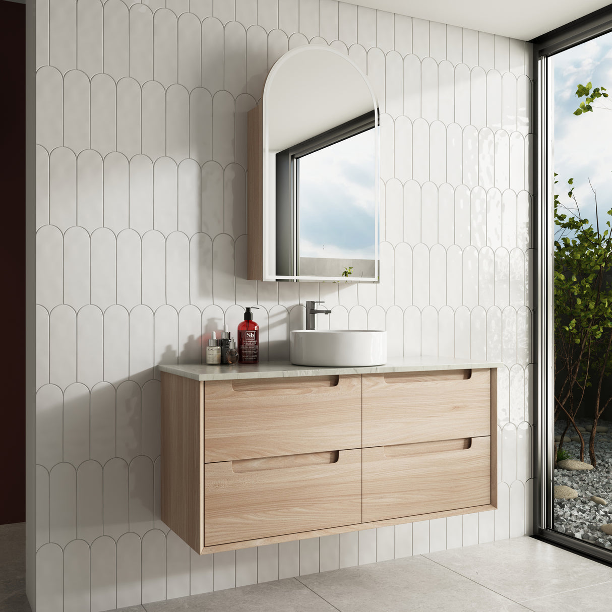 AINSLEY Wall Hung Vanity Mia Oak (All Sizes)