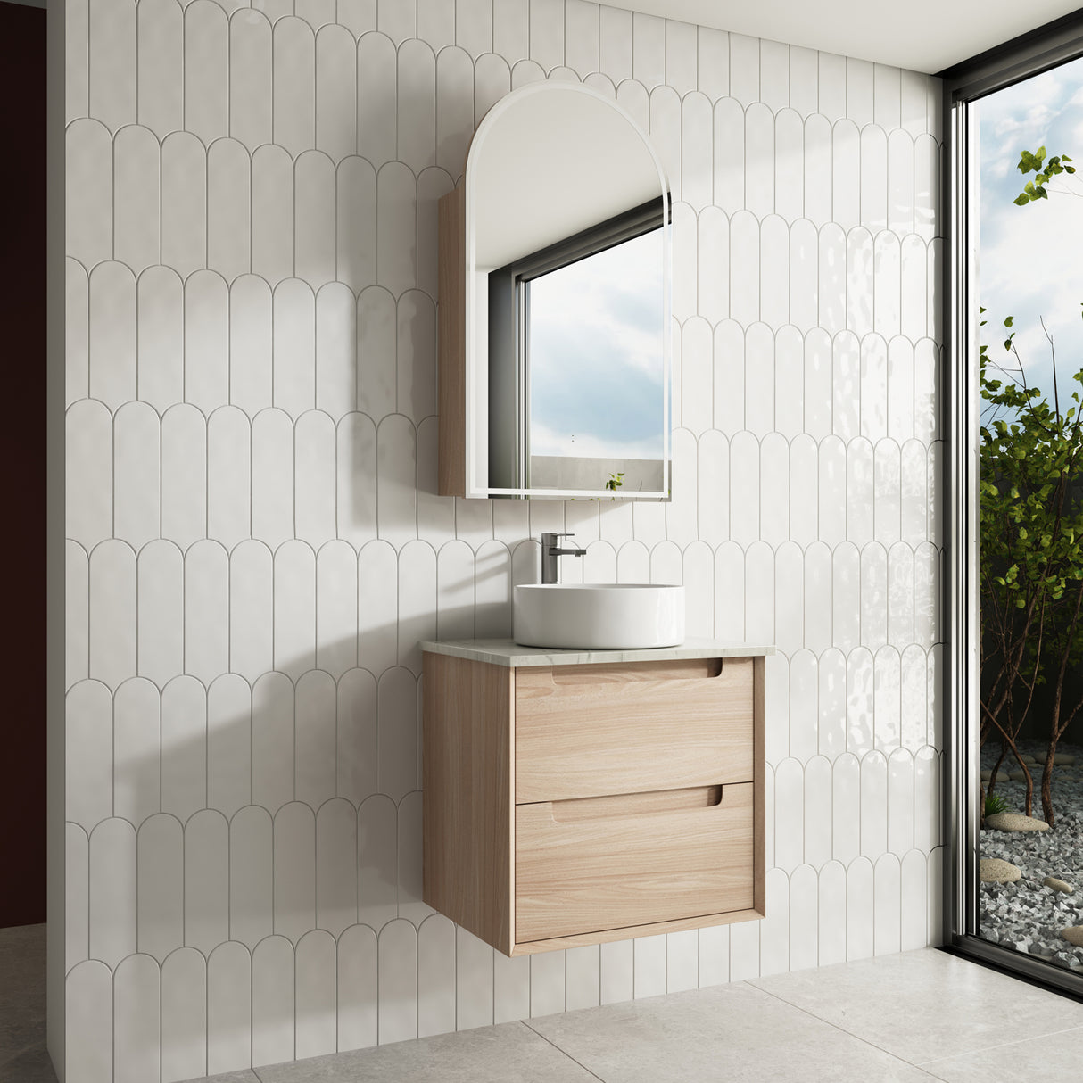 AINSLEY Wall Hung Vanity Mia Oak (All Sizes)