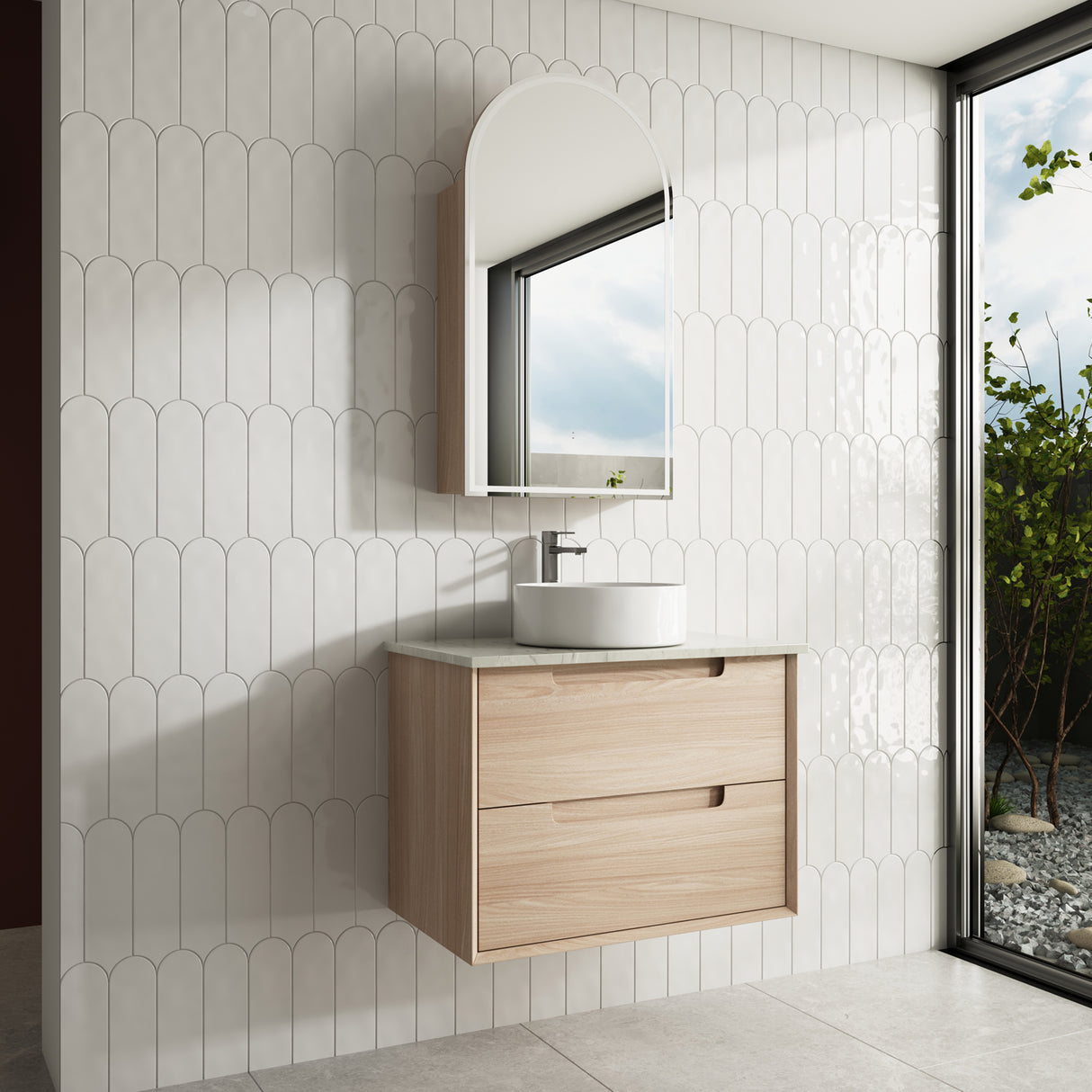 AINSLEY Wall Hung Vanity Mia Oak (All Sizes)