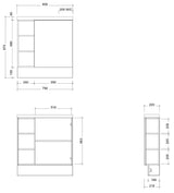 Timberline EADIE Space Saving Single Bowl Floor Standing Vanity (800mm) Drawing