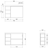 Timberline EADIE Space Saving Single Bowl Wall Hung Vanity (800mm) Drawing