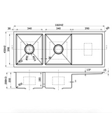 Eden Double Bowl & Single Drainer Sink 1160 x 450 x 208mm (Chrome)