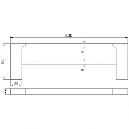 Eden Double Towel Rail 800 mm - Technical Drawing