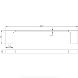Eden Single Towel Rail 600 mm - Technical Drawing
