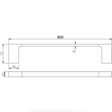 Eden Single Towel Rail 800 mm - Technical Drawing