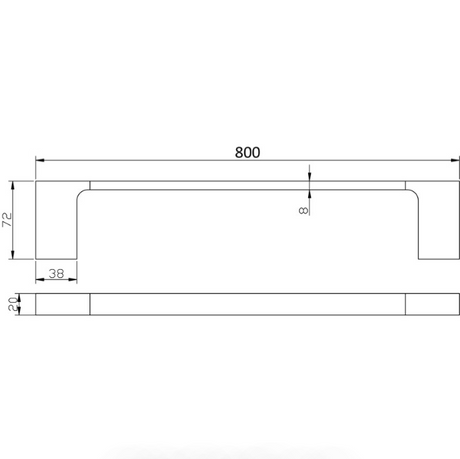 Eden Single Towel Rail 800 mm - Technical Drawing