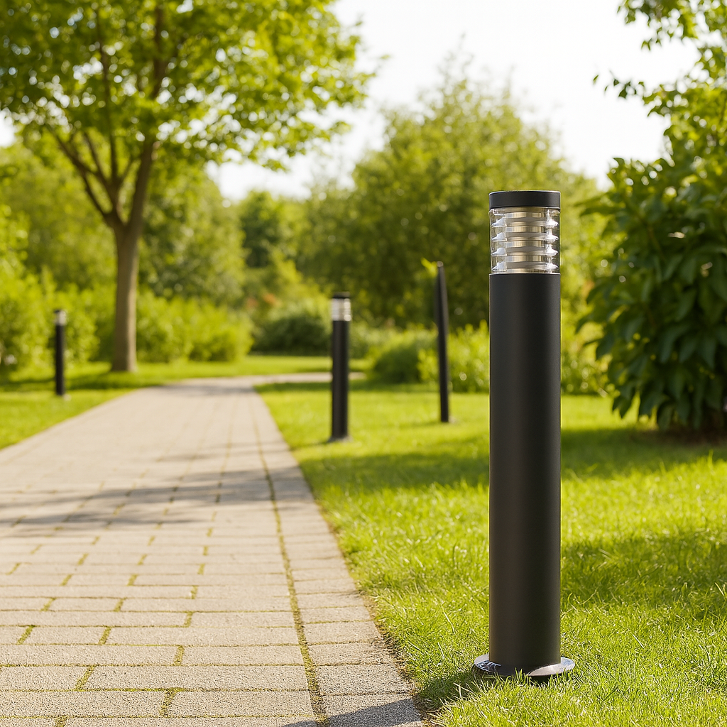ELANORA: E27 Surface Mounted Black Bollard Lights IP44