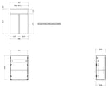 Timberline ENSUITE 460mm Space Saving Single Bowl Wall Hung Vanity (Drawing)