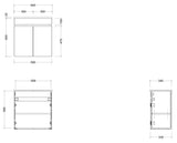 Timberline ENSUITE 600mm Space Saving Single Bowl Wall Hung Vanity (Drawing)