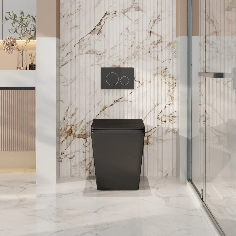 Enox99 Rimless Wall Faced Floor Toilet Pan (Matte Black)
