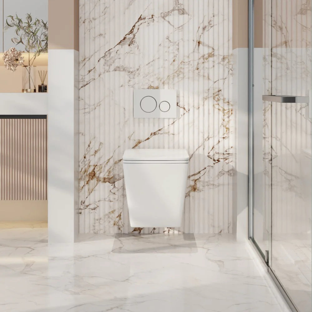 Enox66 Rimless Wall Hung Toilet Pan (Gloss White)