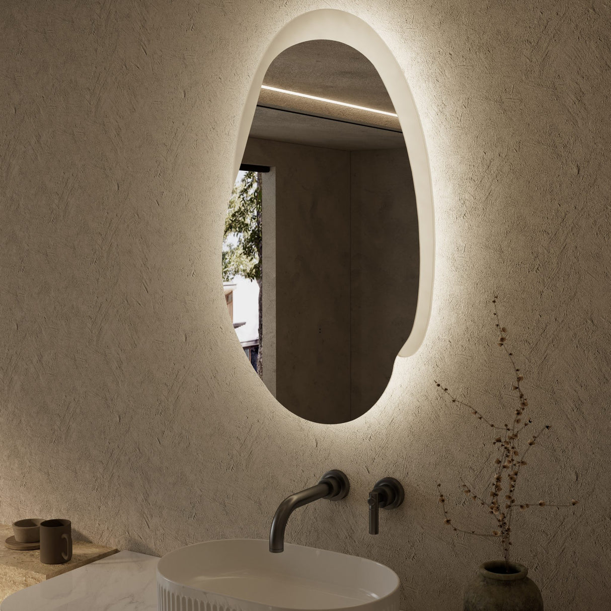 EVANSTON Back-Lit LED Asymmetric Frameless Mirror 530x900mm