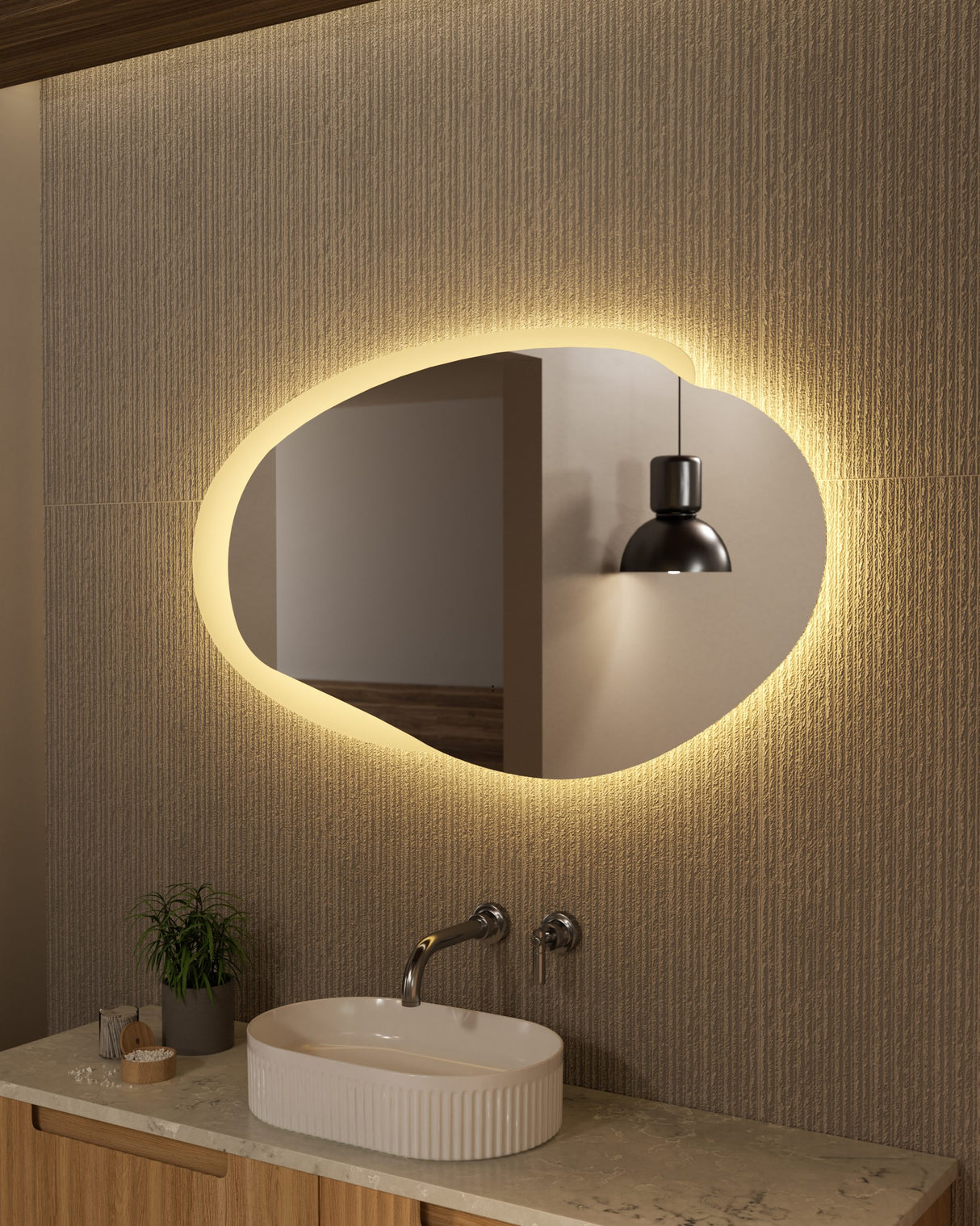 EVANSTON LED Asymmetric Frameless Mirror 1100x646mm