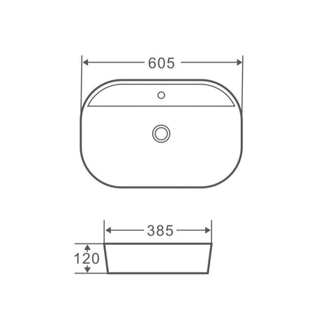 EVEA 61M Above Counter Oval Basin (605x385x120mm)