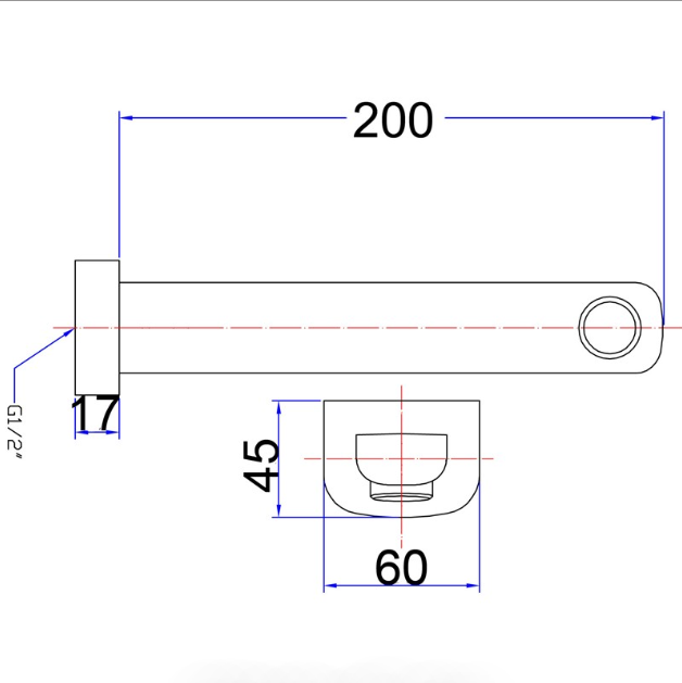 Eden Bath Spout 200mm - Technical Drawing