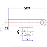 Eden Bath Spout 200mm - Technical Drawing