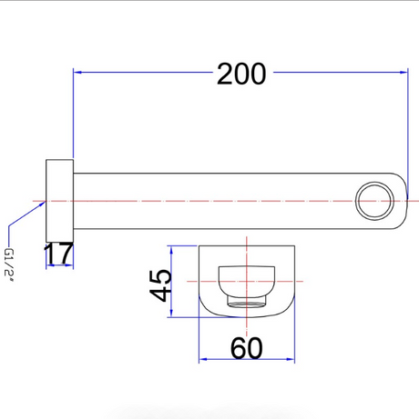 Eden Bath Spout 200mm - Technical Drawing