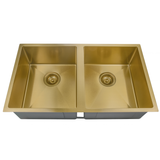 Eden Double Bowl Above / Undermount Sink 760mm Brushed Gold