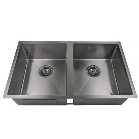 Eden Double Bowl Above / Undermount Sink 760mm Brushed Gun Metal
