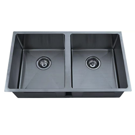 Eden Double Bowl Above / Undermount Sink 760mm Matte Black