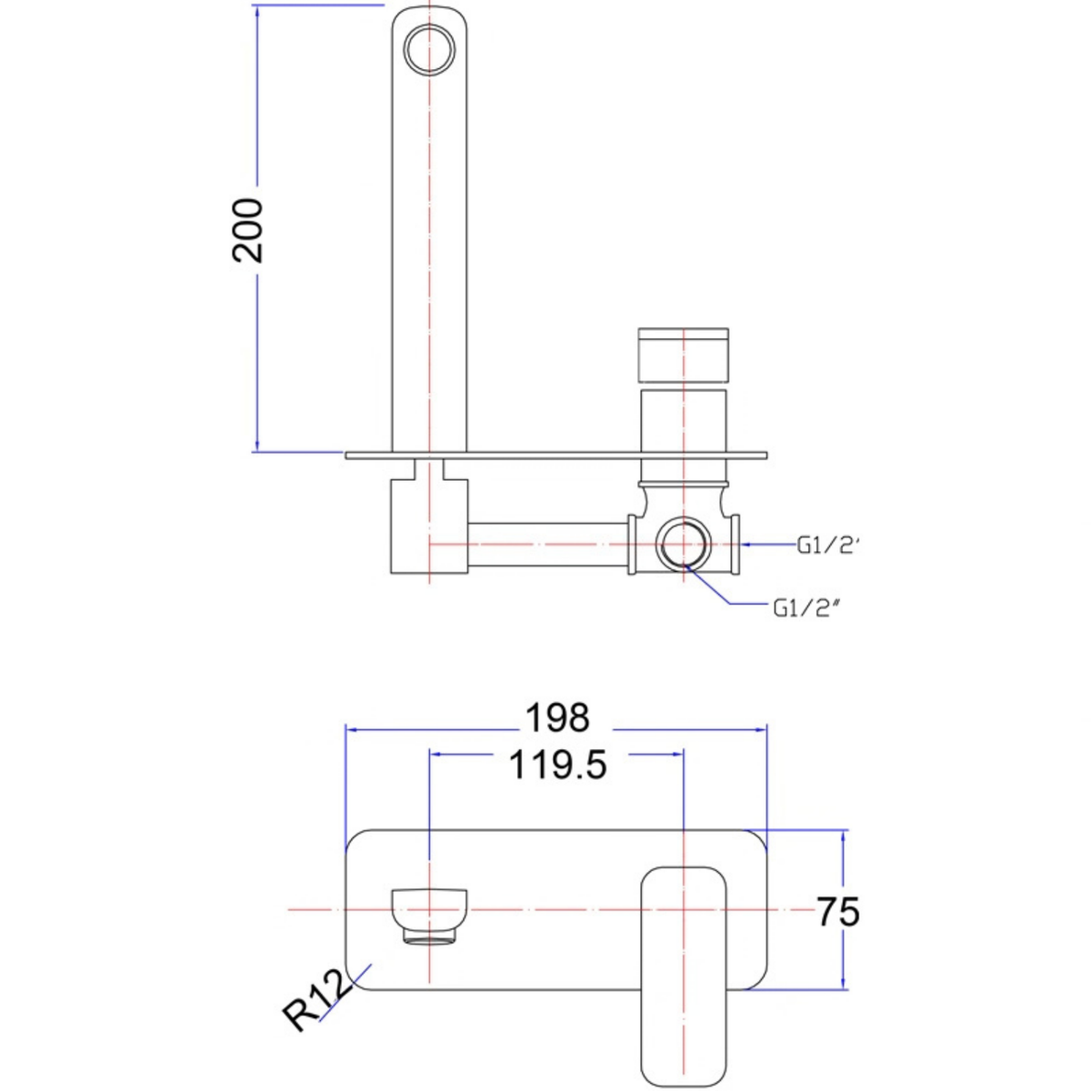Eden Wall Basin Mixer
 Drawing