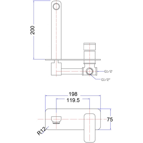 Eden Wall Basin Mixer
 Drawing