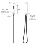 Elanna Baton Hand Shower on Fixed Elbow 60/75 drawing