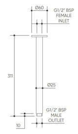 Elanna Ceiling Arm 300 drawing