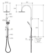 Elanna Combination Shower Set with Gooseneck Arm drawing