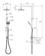 Elanna Combination Shower Set with Squareline Arm drawing
