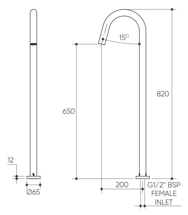 Elanna Floor Bath Spout drawing