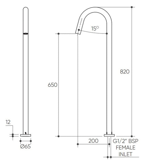 Elanna Floor Bath Spout drawing