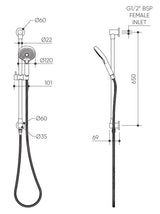 Elanna Rail Hand Shower Top Inlet drawing
