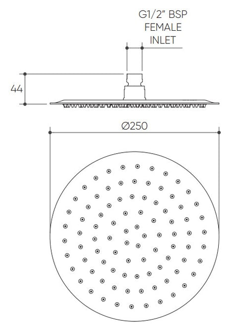 Elanna Rain Shower Head 250 Round drawing