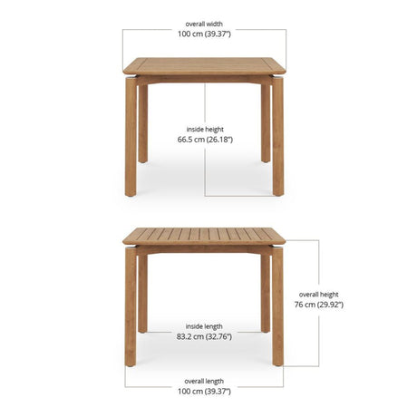 Elara Outdoor Teak Dining Table - 1m