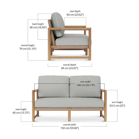 Elara Outpost Teak Sofa - 2 Seater