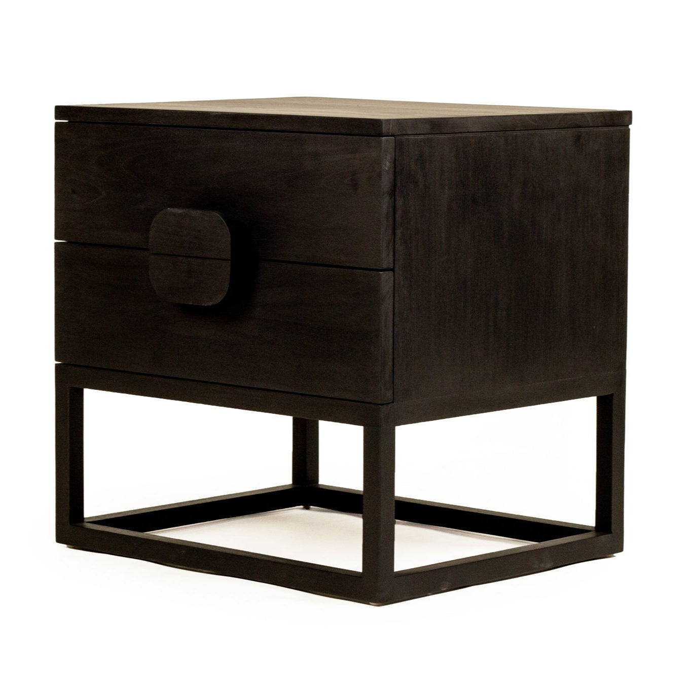 Elara Teak Bedside Table - Black - 0.61m