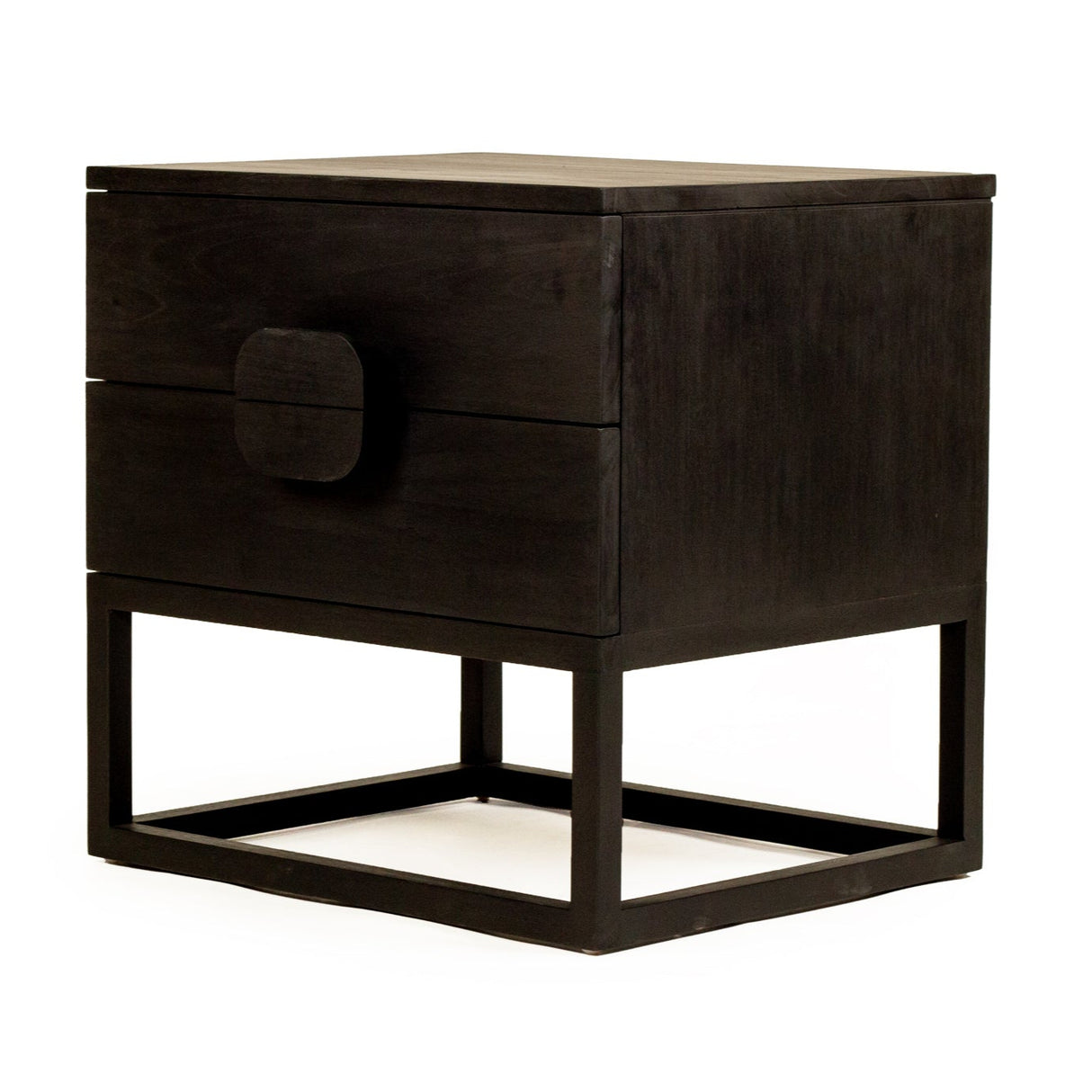Elara Teak Bedside Table - Black - 0.61m